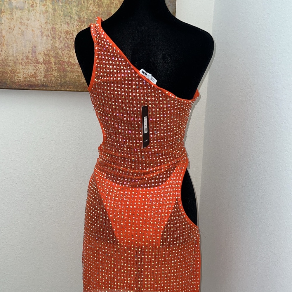 Orange Rhinestone Dress - Picture 2 of 2